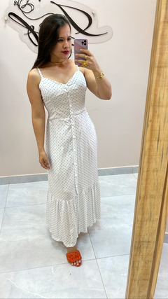Vestido longuete todo em viscose, com alças regulaveis e bojo na internet