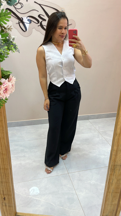 Calça pantalona toda em alfaiataria premium - Izaf Modas