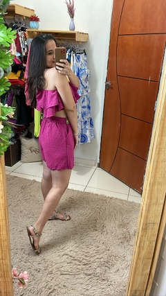 Conjunto Cropped + Short em viscolinho pipoquinha - comprar online
