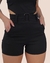 Shorts Feminino Curto Bengaline Preto Básico Detalhes Cinto Cintura