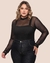 Blusa Tule Manga Longa Plus Size Transparente