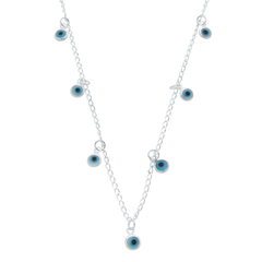 Choker Olho Grego Branco de Prata 925