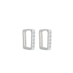 Argola Quadrada Cravejada com Zircônias de Prata 925