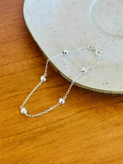 Pulseira Elo Cartier com Bolinhas de Prata 925 na internet
