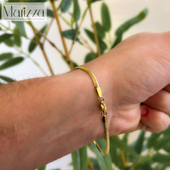 Pulseira Masculina Malha Fina Ouro 18K Aço na internet
