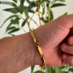 Pulseira Masculina Rabo de Dragão Ouro 18K Aço Inoxidável - Marizza Pratas
