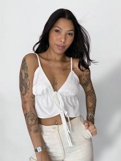 blusa glossy off white