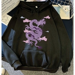 Moletom Canguru Unissex Algodão Dragão Roxo na internet