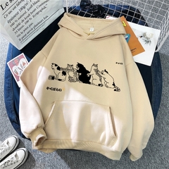 Moletom De Casal Fofo Estampa De Gato Simples E Versátil Japonês Largo Casual - comprar online