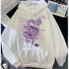 Moletom Canguru Unissex Algodão Dragão Roxo