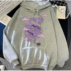Moletom Canguru Unissex Algodão Dragão Roxo - WH STORE