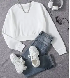 Moletom Cropped Feminino Com Manga Longa Básico Casaco Chique