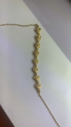Tornozeleira banhado ouro 18k com 8 corações - comprar online