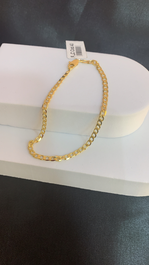 Pulseira masculina Pitbull 3mm banhado ouro 18k