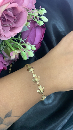 Pulseira folha banhado ouro 18k na internet