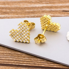 Brinco coração banhado ouro 18k zirconia - DIAMOND’S JÓIAS & ACESSÓRIOS
