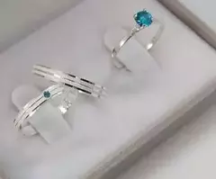 Par de Aliança Prata 950 zircônia azul 3mm