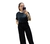 T-shirt cropped preta com gola branca