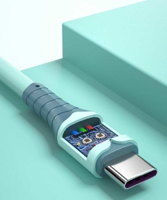 Cabo USB 3 em 1 compátivel com iPhone Tipo C MICROUSB cabo rápido silicone liquido com luz indicadora Carregamento 5A Cabo de dados carro smartphone - loja online