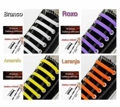 Cadarços silicone elásticos 16 peças adultos e crianças - Navarro Comercio