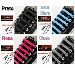 Cadarços silicone elásticos 16 peças adultos e crianças na internet