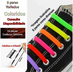 Cadarços silicone elásticos 16 peças adultos e crianças - loja online