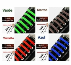 Cadarços silicone elásticos 16 peças adultos e crianças - comprar online