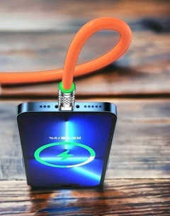 Cabo De Carga Super Rápida 3 Em 1 6A 120W Tipo C Silicone Líquido Micro USB Compatível com Iphone