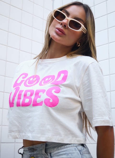 Cropped Good vibes off-white