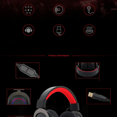Headset game Redragon-H510 Zeus X Wired, Iluminação RGB on internet