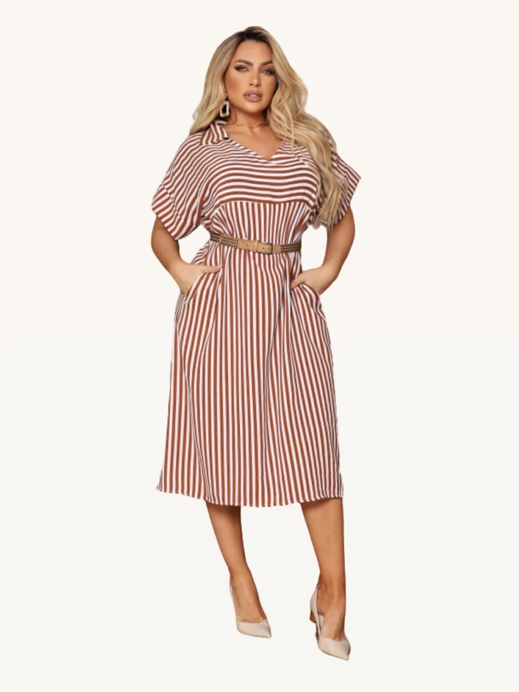 Vestido Midi com Cinto Incluso — Class