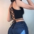 Top crooped preto, com tiras nas costas - comprar online