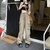 Calça feminina retrô reta de trabalho, casual folgada, calça de perna larga, na internet