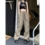 Calça feminina retrô reta de trabalho, casual folgada, calça de perna larga,