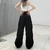 Imagem do Calça feminina retrô reta de trabalho, casual folgada, calça de perna larga,