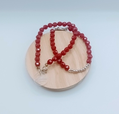 PULSERA NAOMI BORDO - BORDO Y PLATEADA
