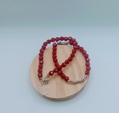 PULSERA NAOMI BORDO - BORDO Y PLATEADA - comprar online