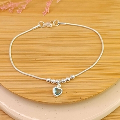 PULSERA COLA DE RATON CORAZON CELESTE