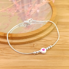 PULSERA COLA DE RATON CON BOLITAS ROSA