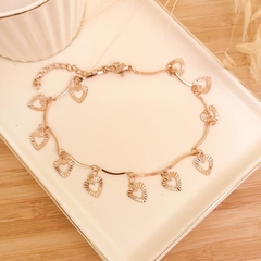 PULSERA TOBILLERA CORAZONES - DORADO