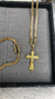 Kit Corrente Lacraia 4mm + Pulseira Grumet Dupla 4,5mm + Pingente Crucifixo Vitoriano M