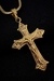 Kit Corrente Lacraia 4mm + Pulseira Grumet Dupla 4,5mm + Pingente Crucifixo Vitoriano M - Rio Preto 18K Joias