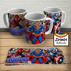 Taza spiderman, superman, capitan america comic - comprar online