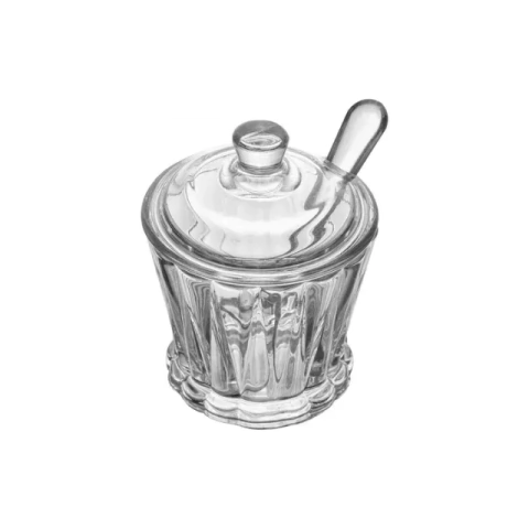 Açucareiro de Cristal com Colher e Tampa Radial 210ml - comprar online