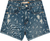 Shorts Menina Estampado Com Puídos Em Jeans Carinhoso
