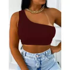 CROPPED OMBRO SÓ feminino tecido canelado básico dia a dia fashion usual bonito e barato - EveryForGirl