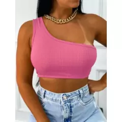 CROPPED OMBRO SÓ feminino tecido canelado básico dia a dia fashion usual bonito e barato