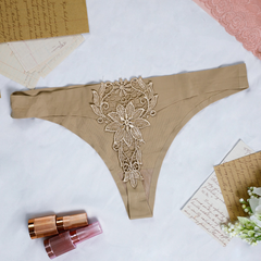 KIT Calcinha 3 pçs Feminina Fio Dental Estampa Flor Lingerie Sexy Cintura Baixa - comprar online