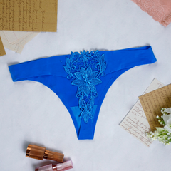 KIT Calcinha 3 pçs Feminina Fio Dental Estampa Flor Lingerie Sexy Cintura Baixa