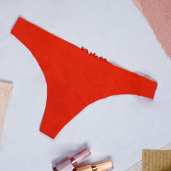 KIT Calcinha 3 pçs Feminina Fio Dental Estampa Flor Lingerie Sexy Cintura Baixa